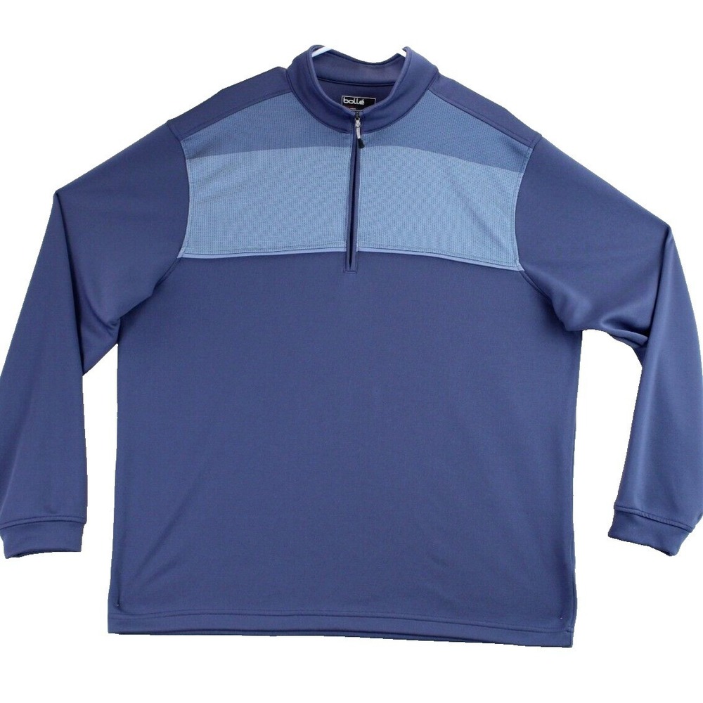 Bolle Mens Pullover Sweatshirt Navy‎ Blue Quarter Zip Long Sleeve XL